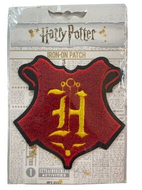 Harry Potter Iron-On Patch Hogwarts Emblem Red & Yellow Official Bioworld NEW